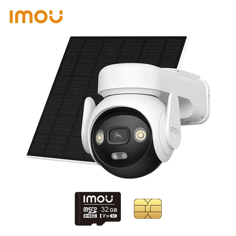 IMOU AOV PT 5MP with Solar Panel 360° PTZ Outdoor Security Camera 4G LTE Wifi Network 10000Mah Battery Auto Tracking IP Camera