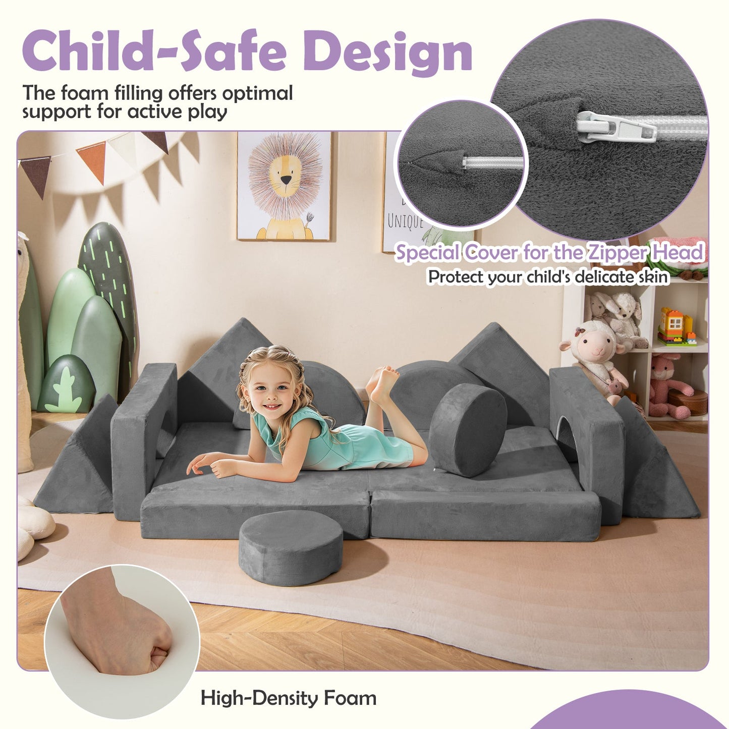 14 PCS Modular Kids Play Couch for Playroom and Bedroom