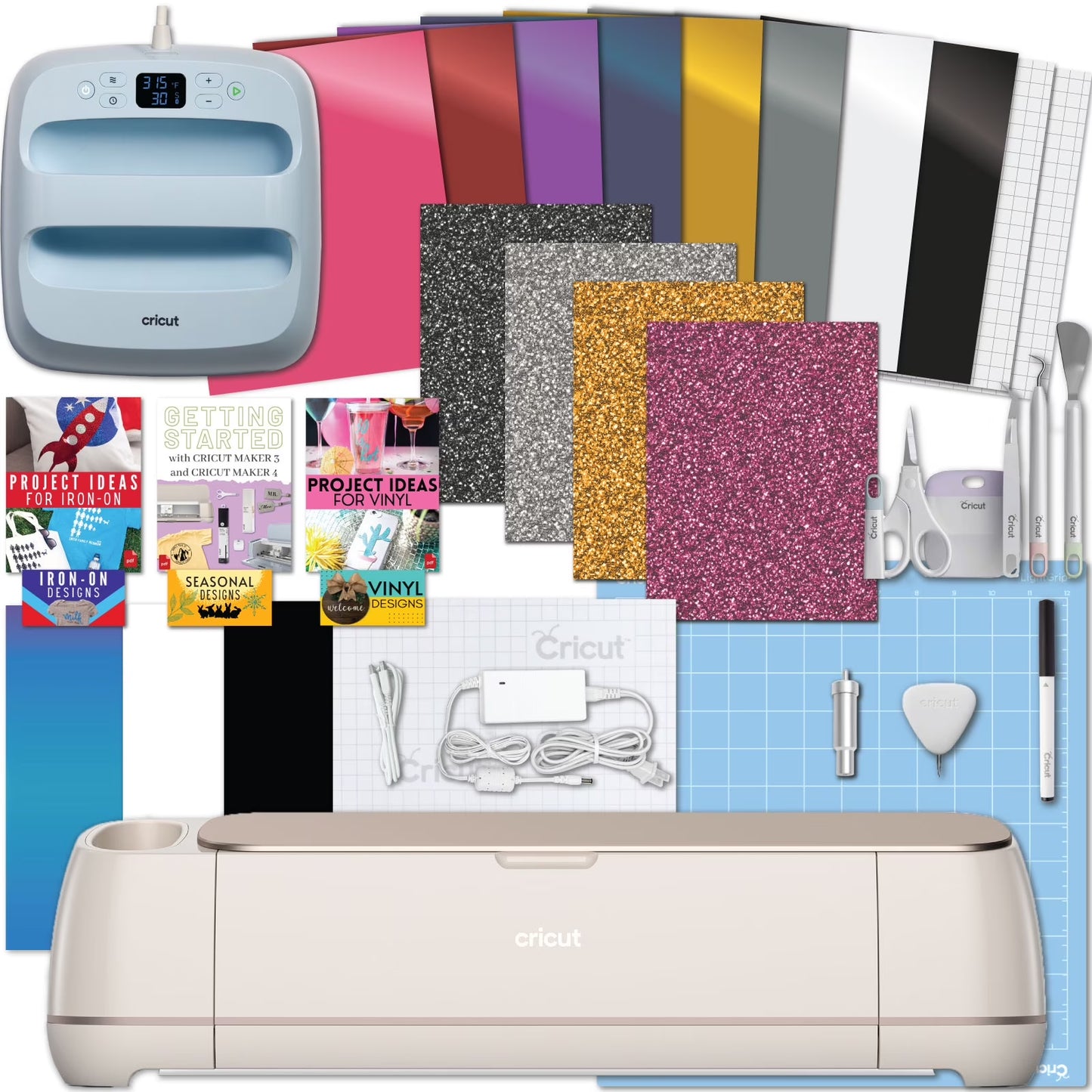 Cricut Maker 4 Cutting Machine with Easypress 3 Heat Press and Materials Bundle