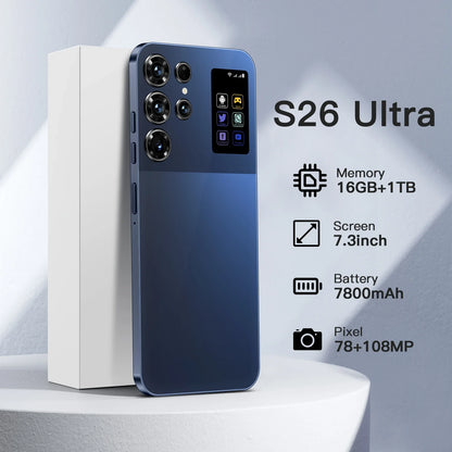 2025 New Original S26 Ultra 5G Smartphone 7.3 Inch HD 16GB+1TB Dual Card Unlocked Android 14.0 Deca Core Global Version Spanish
