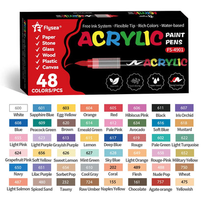 Acrylic Paint Brush Marker Set – Soft Brush Tip with Automatic Ink Control | Paint Pens for Wood, Stone, Glass, Canvas & Fabric