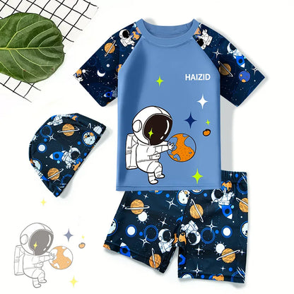 3-Piece Cartoon Swimsuit for Little Boys