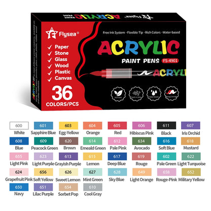 Acrylic Paint Brush Marker Set – Soft Brush Tip with Automatic Ink Control | Paint Pens for Wood, Stone, Glass, Canvas & Fabric
