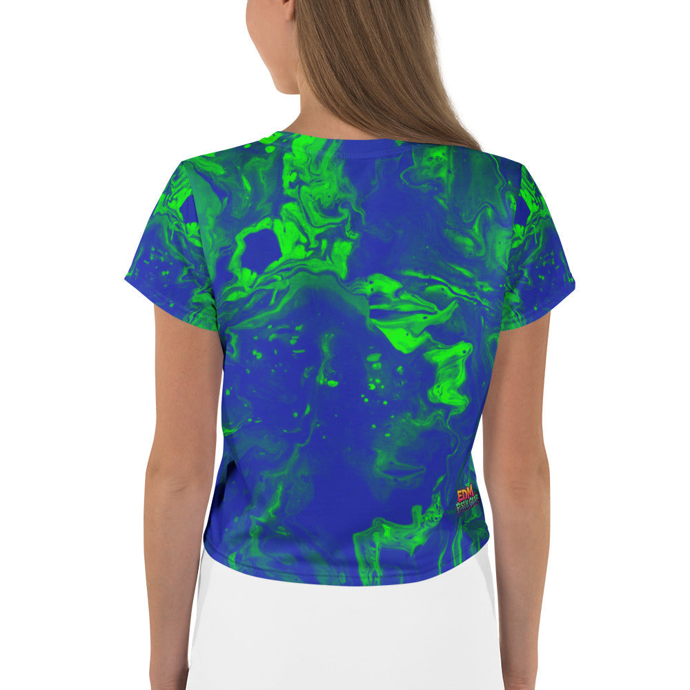 Color Grim Woman's Crop Top Tee For EDM Rave Festival Outfit Clothing