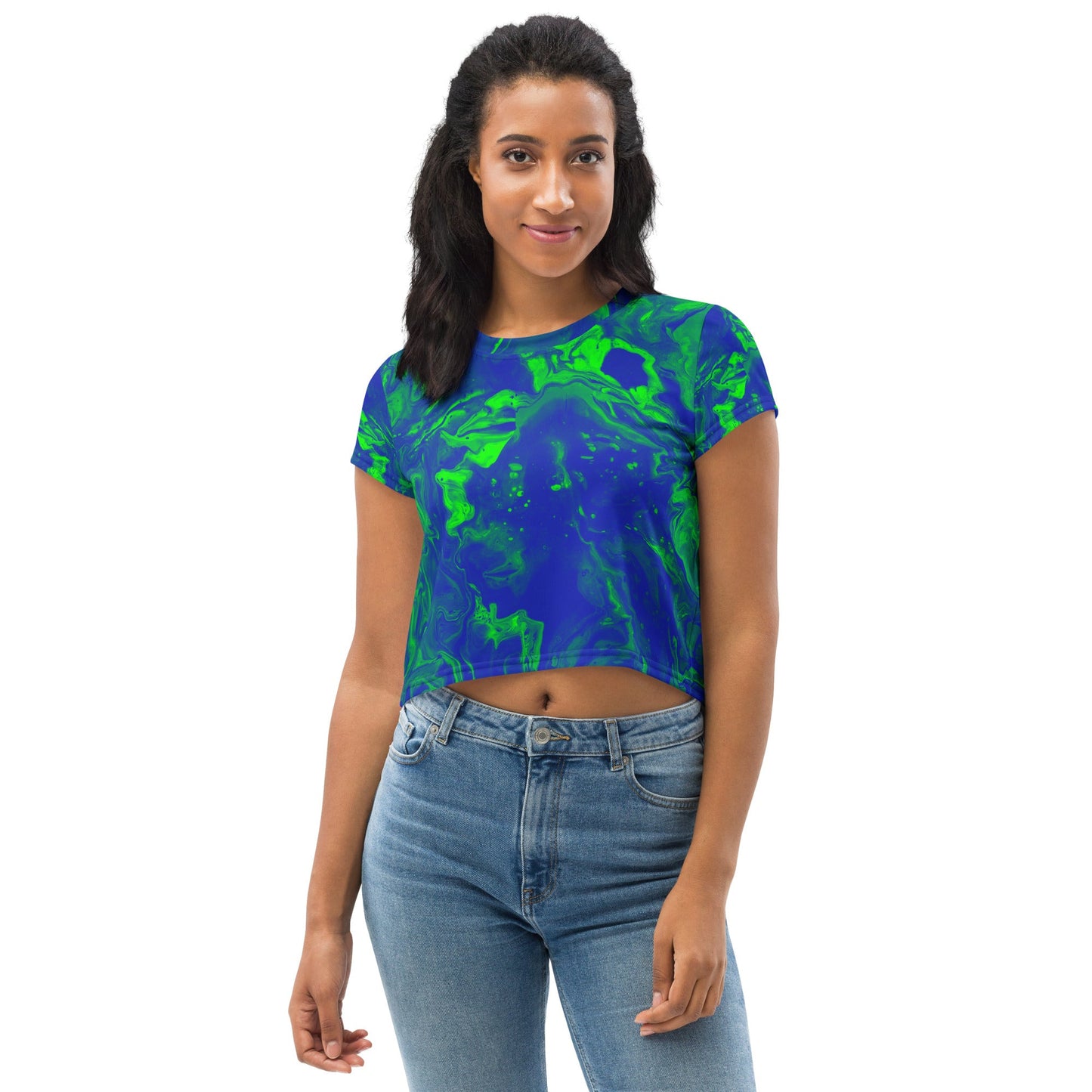 Color Grim Woman's Crop Top Tee For EDM Rave Festival Outfit Clothing