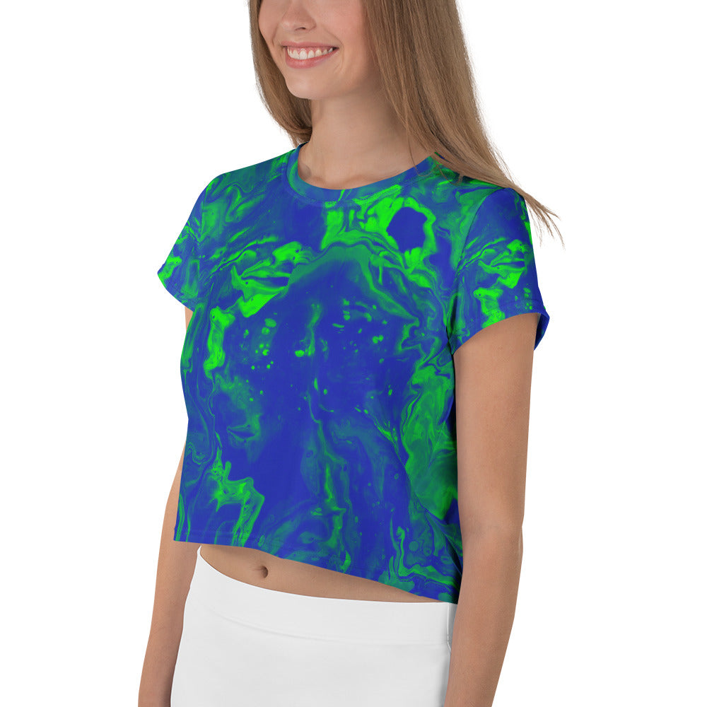 Color Grim Woman's Crop Top Tee For EDM Rave Festival Outfit Clothing