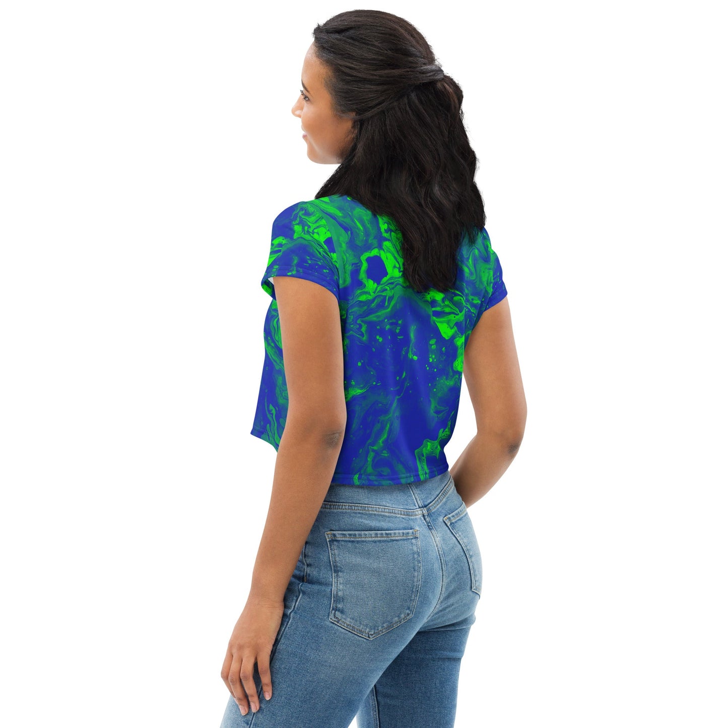 Color Grim Woman's Crop Top Tee For EDM Rave Festival Outfit Clothing