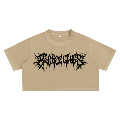 Big Feelings Metal Font Snow Washed Crop Top