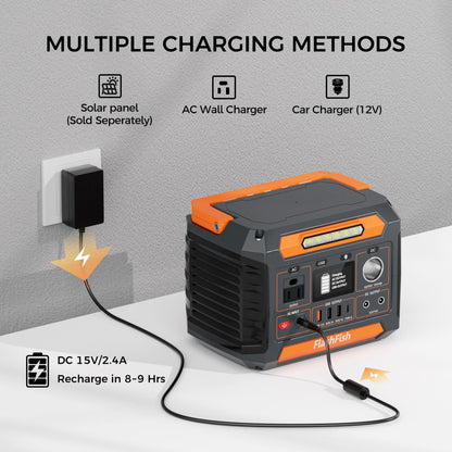 300W Portable Power Station, 230.88Wh /62400mAh Solar Generator, Regulated DC Output Backup Battery with AC Outlet, LED Light Power Station for CPAP Camping