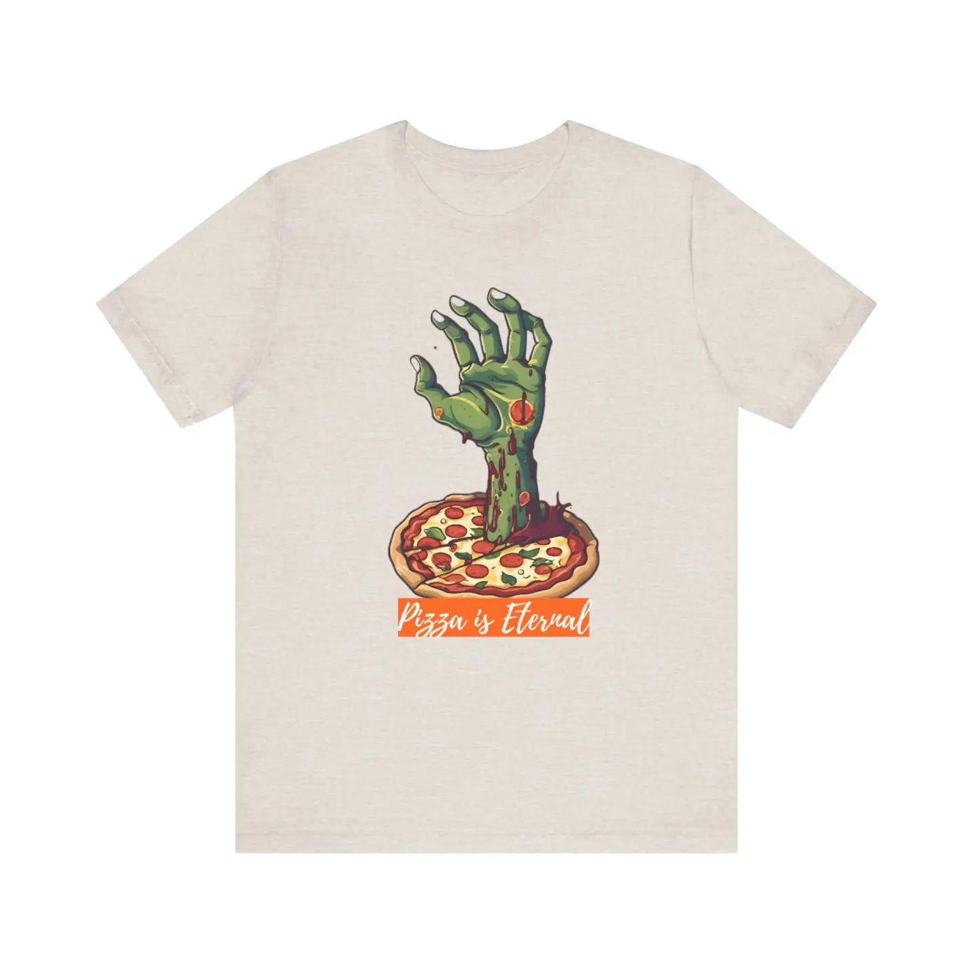 Quirky Zombie Hand Pizza Tee - Eternal Style Cotton - Dipaliz
